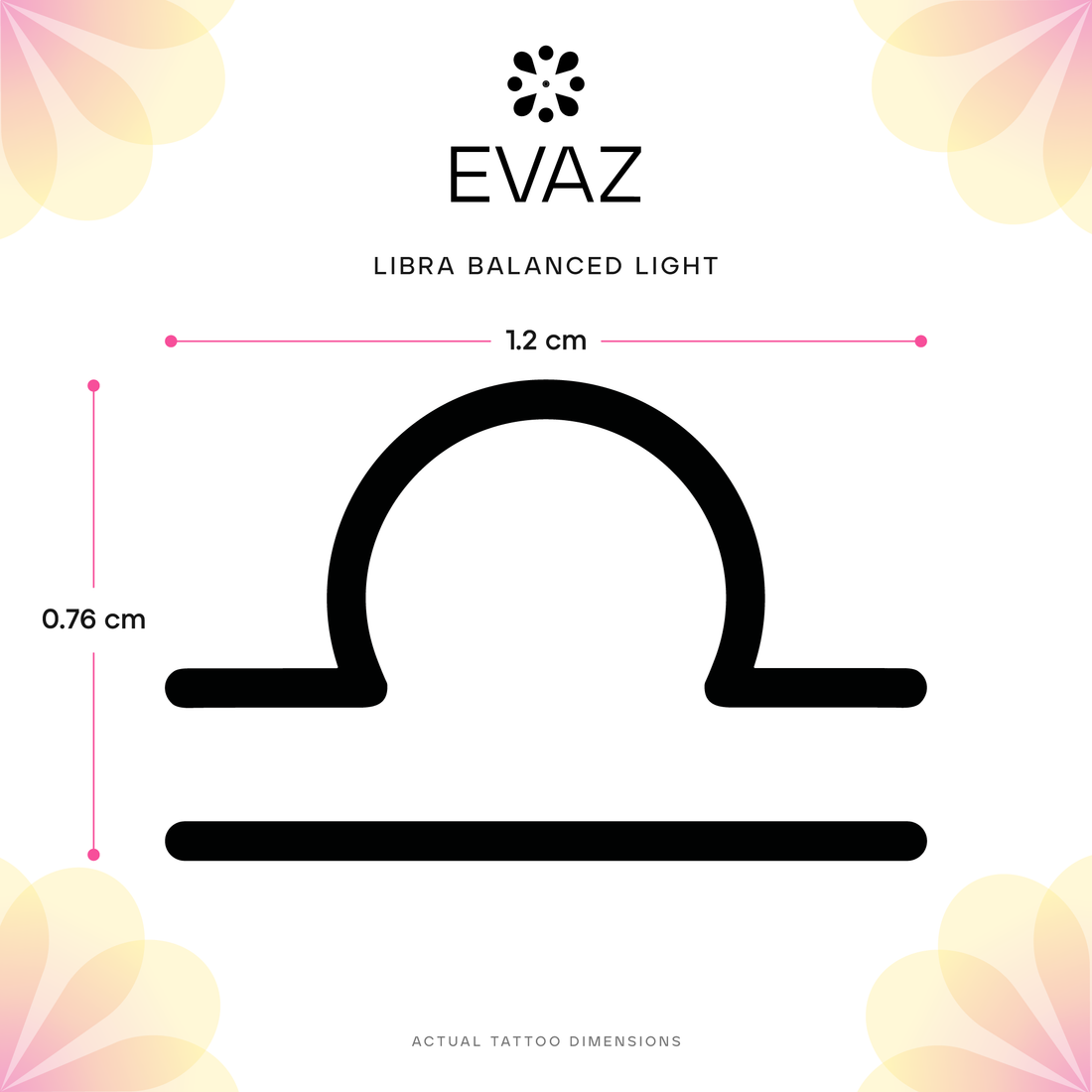 Libra Balanced Light Tattoo - size-guide
