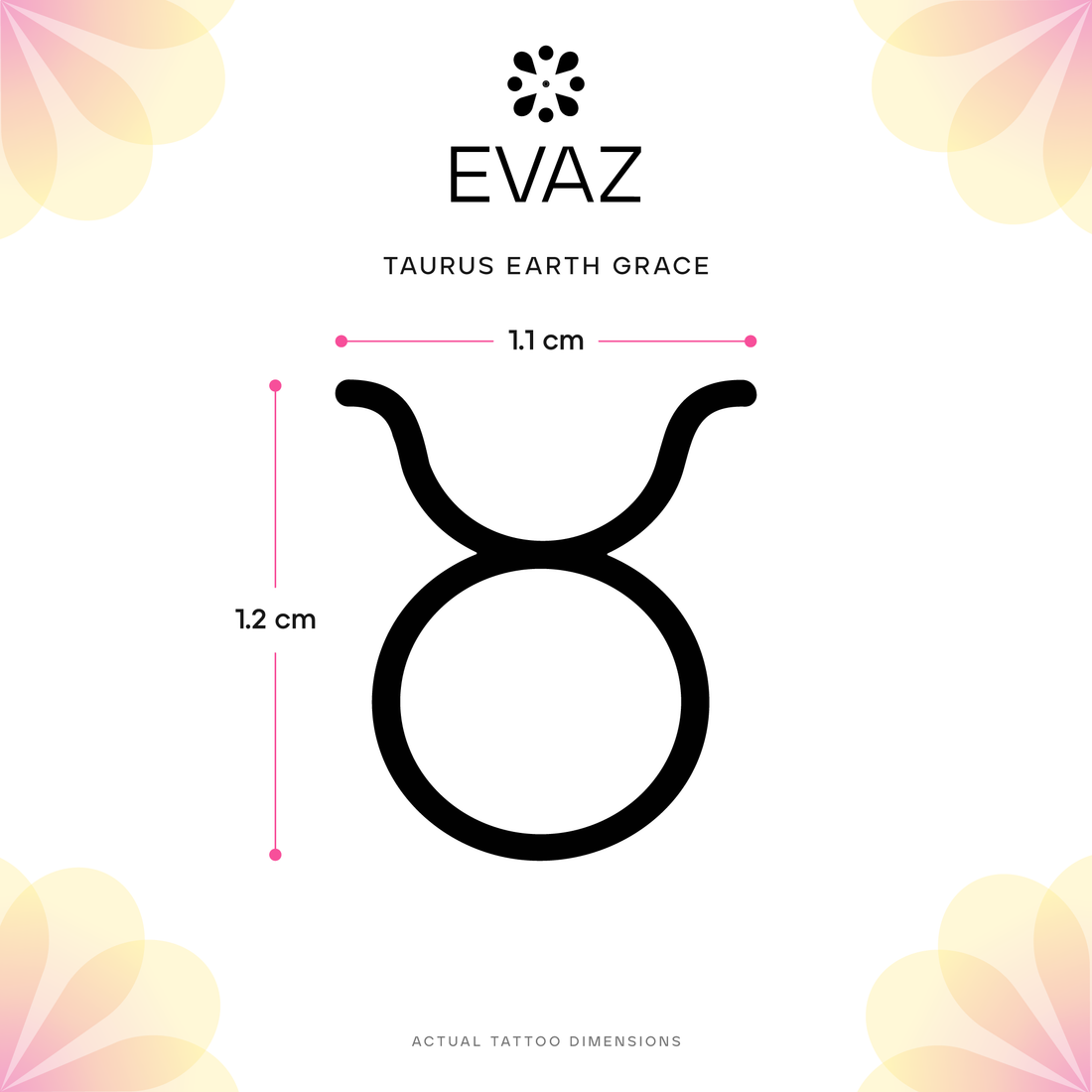 Taurus Earth Grace Tattoo - size-guide