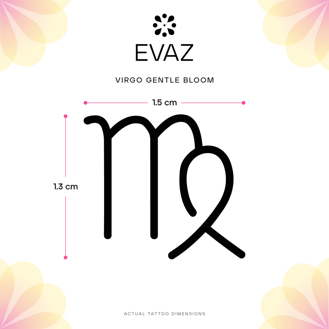 Virgo Gentle Bloom Tattoo - size-guide
