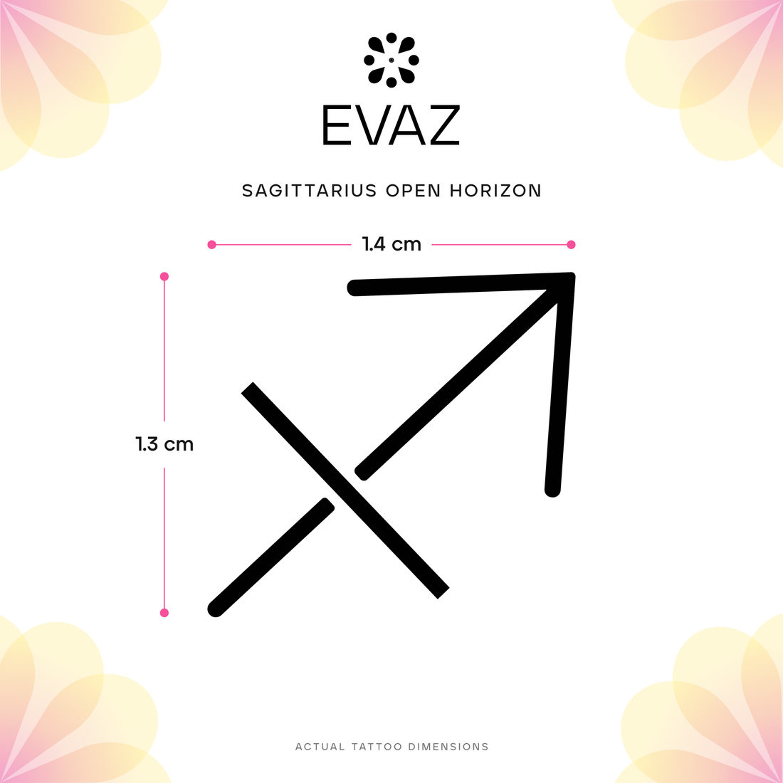 Sagittarius Open Horizon Tattoo - size-guide