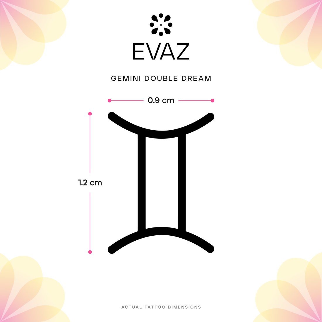 Gemini Double Dream Tattoo - size-guide
