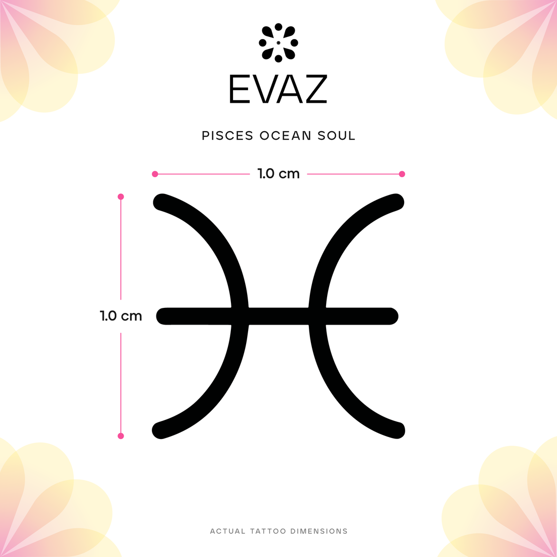 Pisces Ocean Soul Tattoo - size-guide
