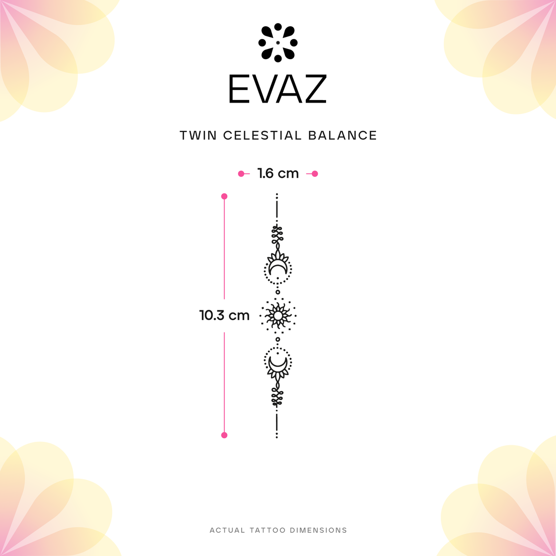 Twin Celestial Balance Tattoo - size-guide
