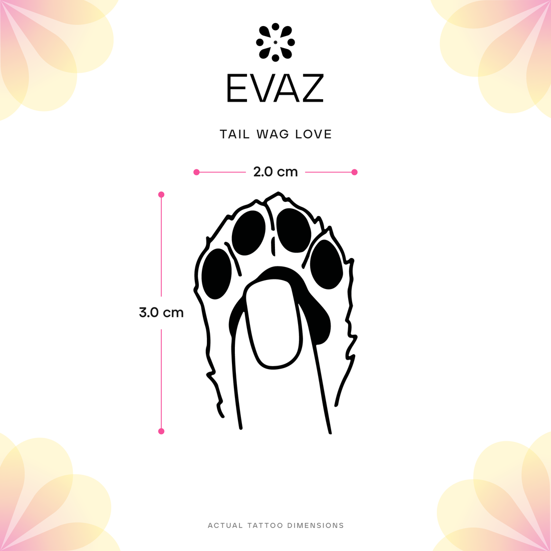 Tail Wag Love Tattoo - size-guide
