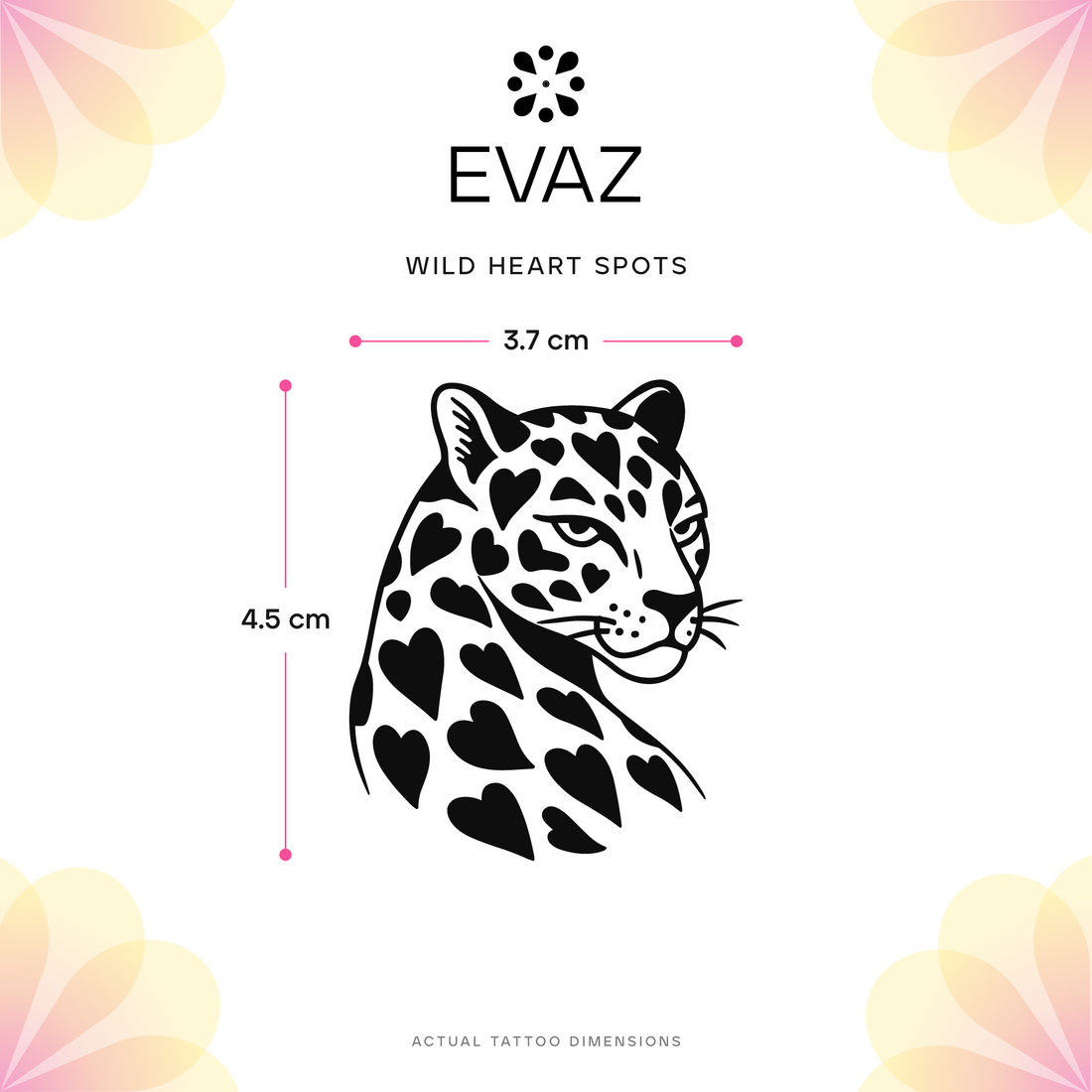 Wild Heart Spots Tattoo - size-guide