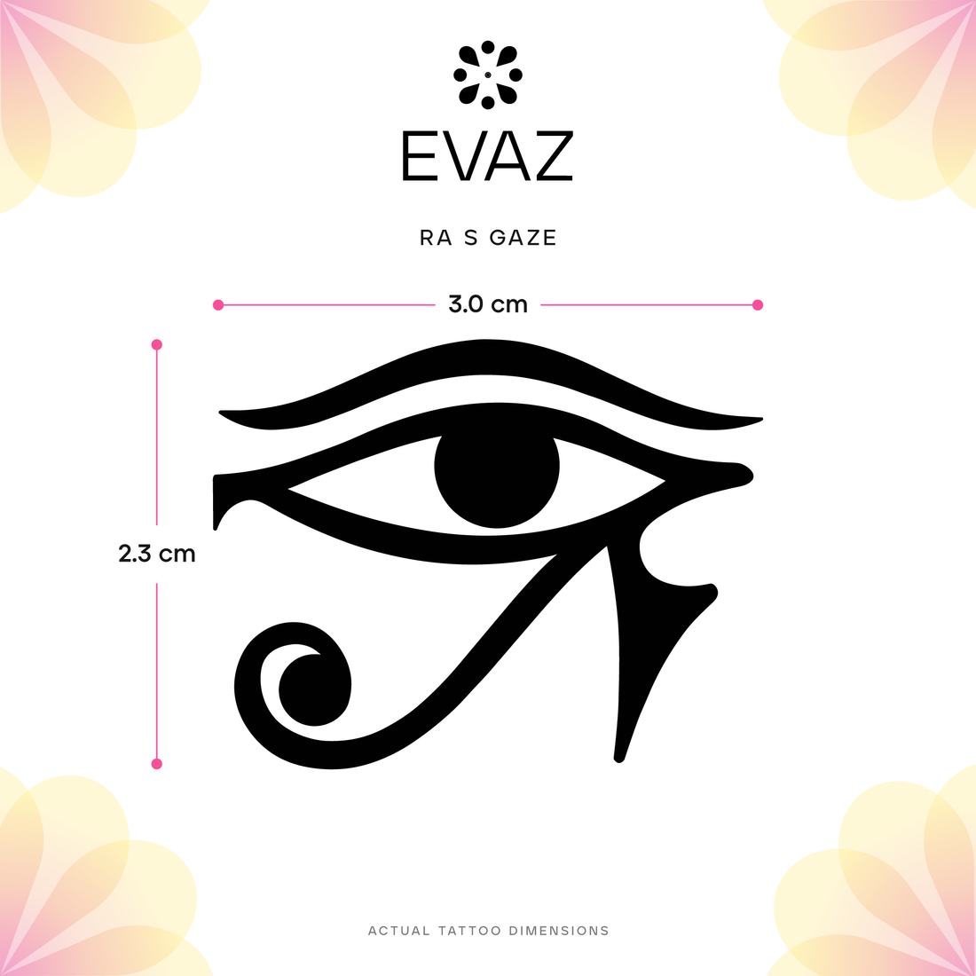Ra's Gaze Tattoo - size-guide