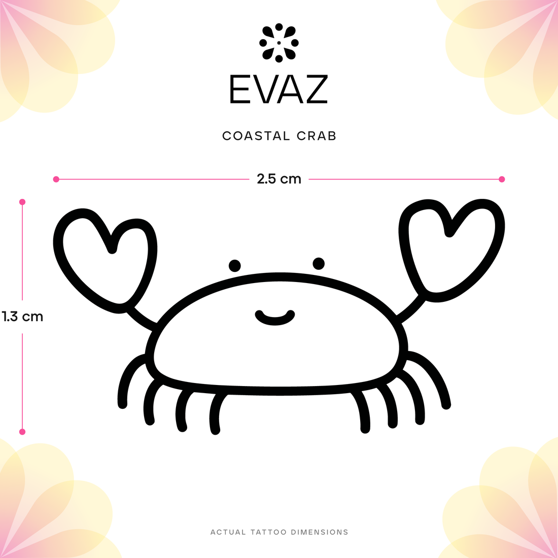 Coastal Crab Tattoo - size-guide