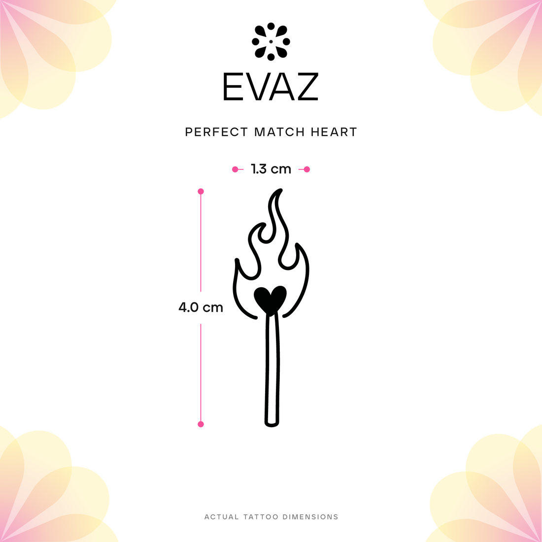 Perfect Match Heart Tattoo - size-guide