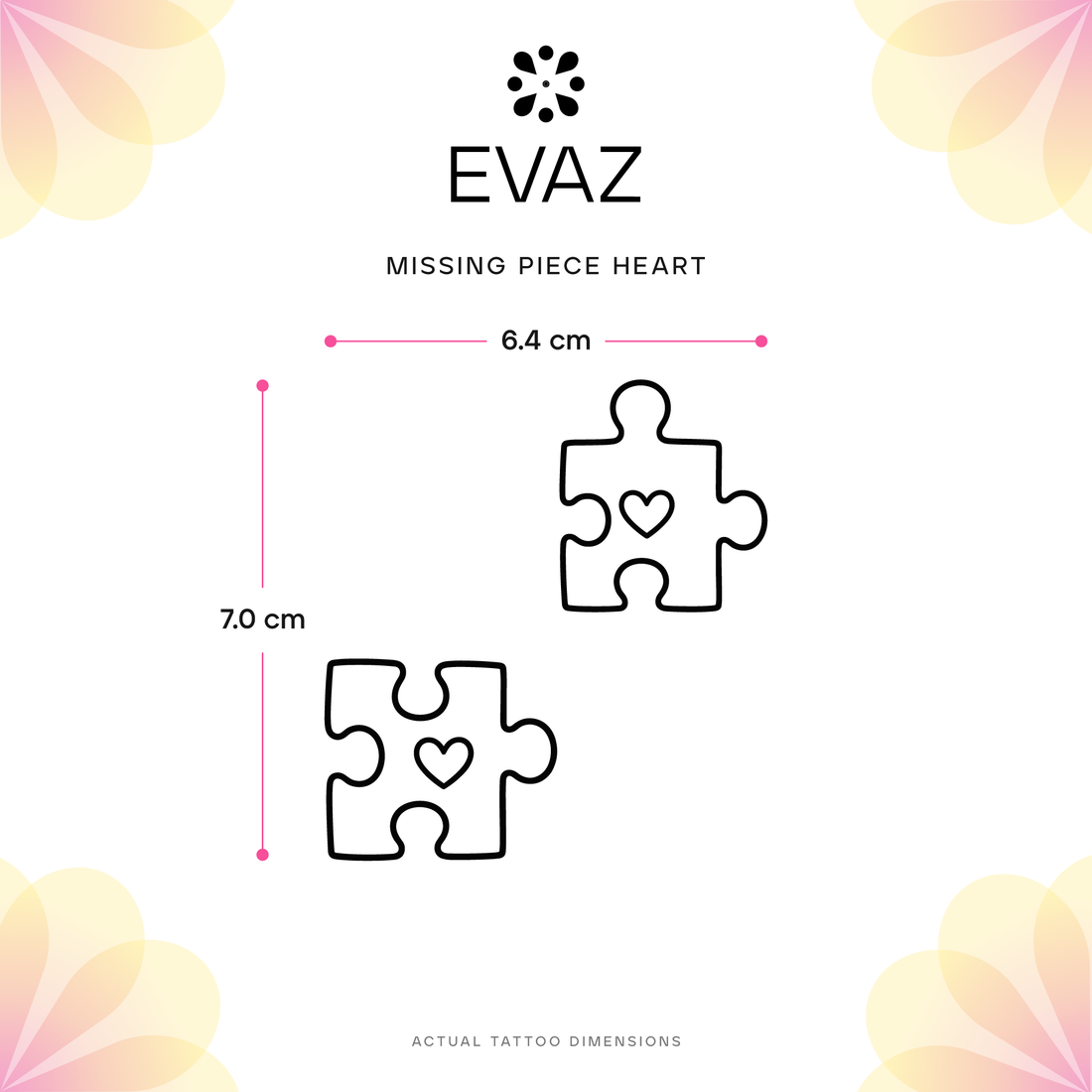 Missing Piece Heart Tattoo - size-guide
