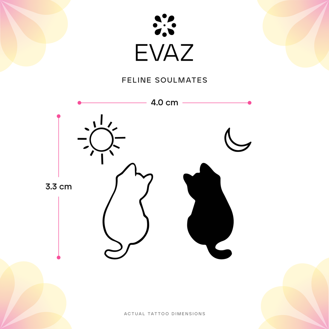 Feline Soulmates Tattoo - size-guide
