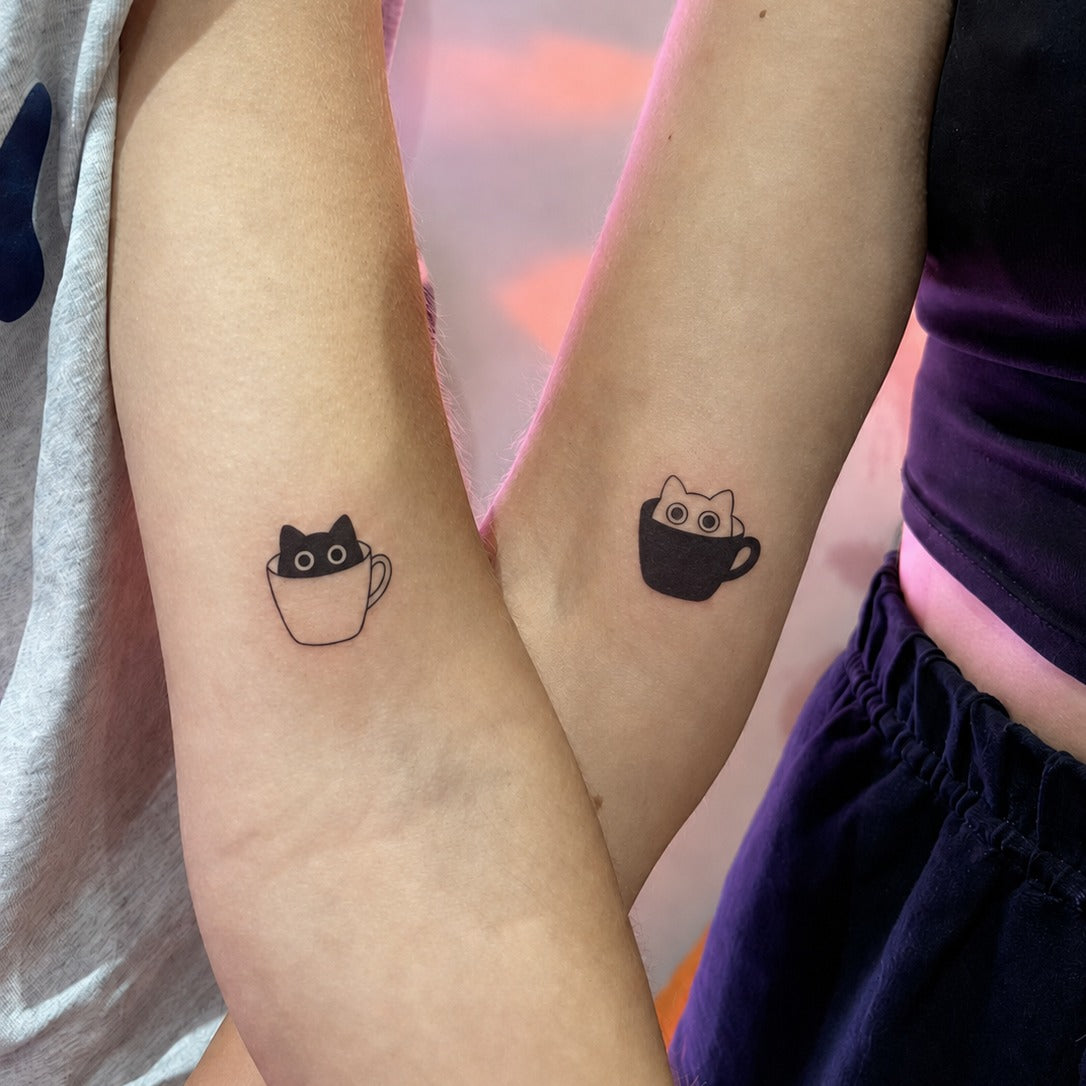 Cup Cat Companions Tattoo