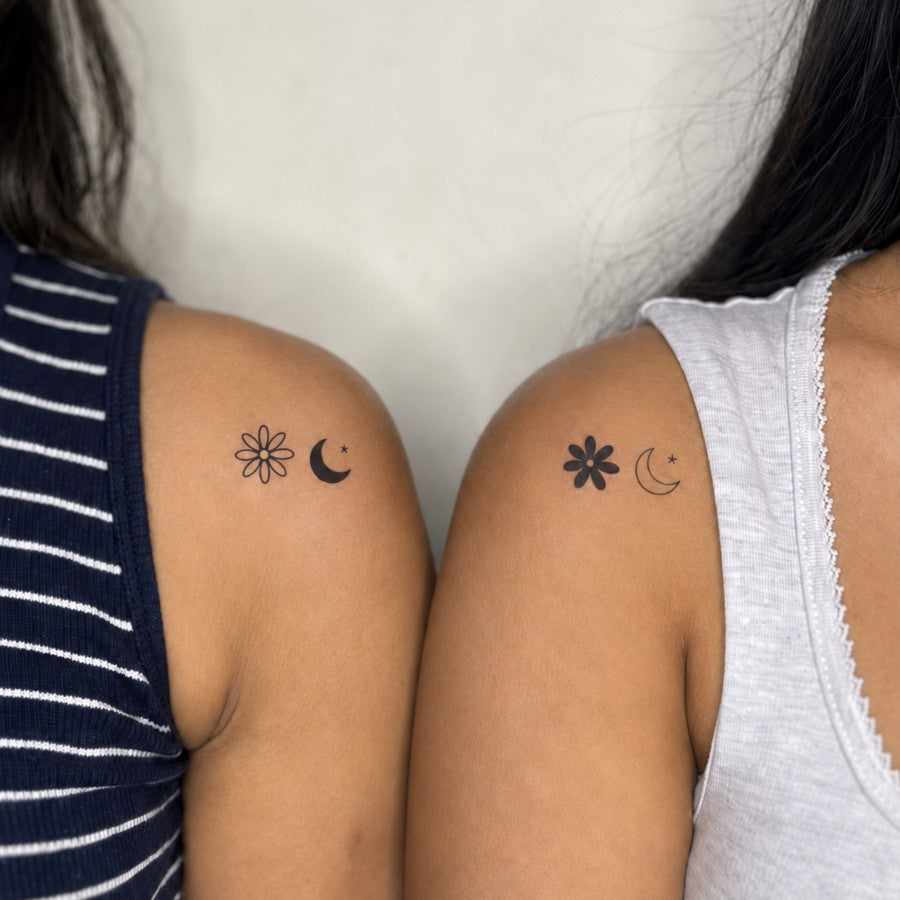 Twin Floral Moons Tattoo