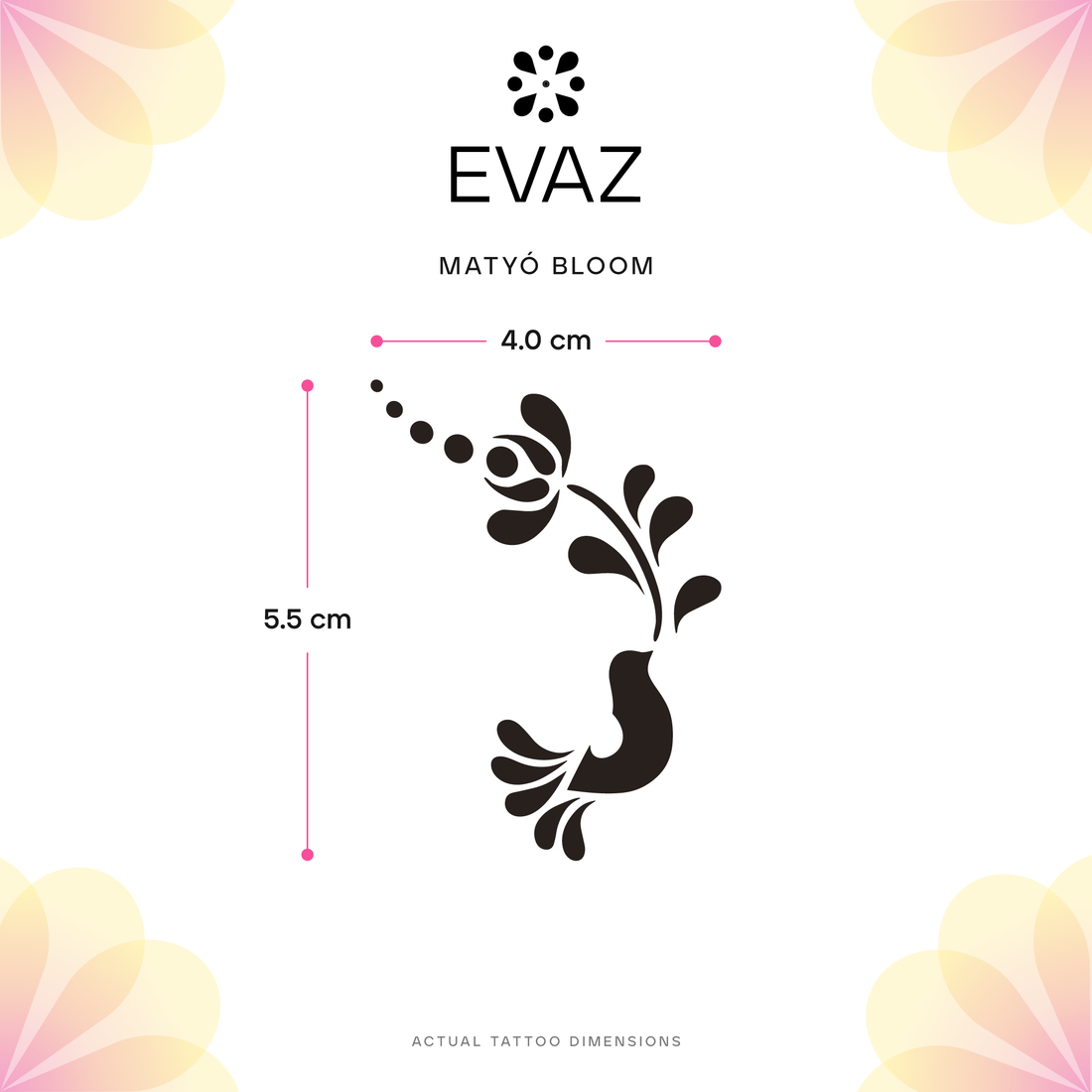 Matyó Bloom Tattoo - size-guide