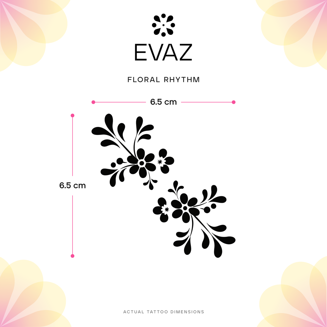 Floral Rhythm Tattoo - size-guide