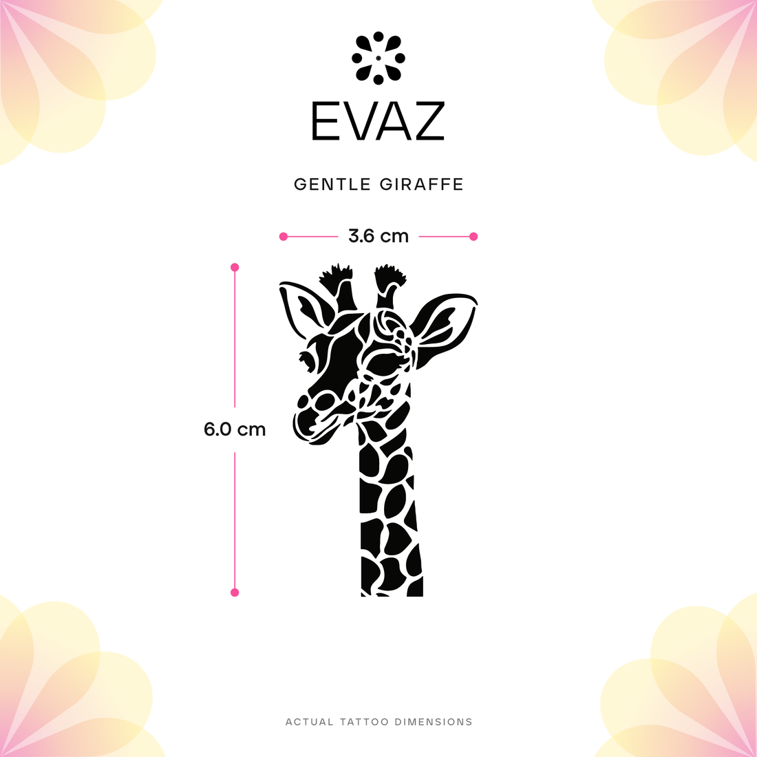 Gentle Giraffe Tattoo - size-guide