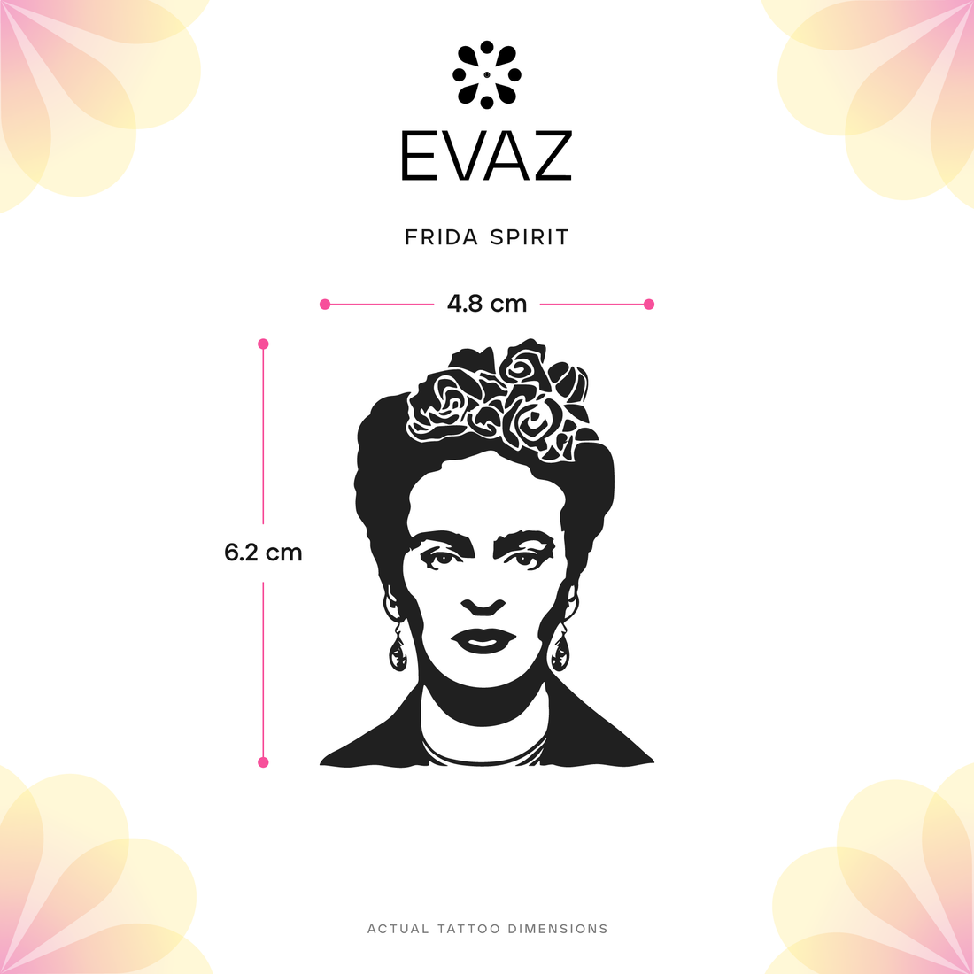 Frida Spirit Tattoo - size-guide
