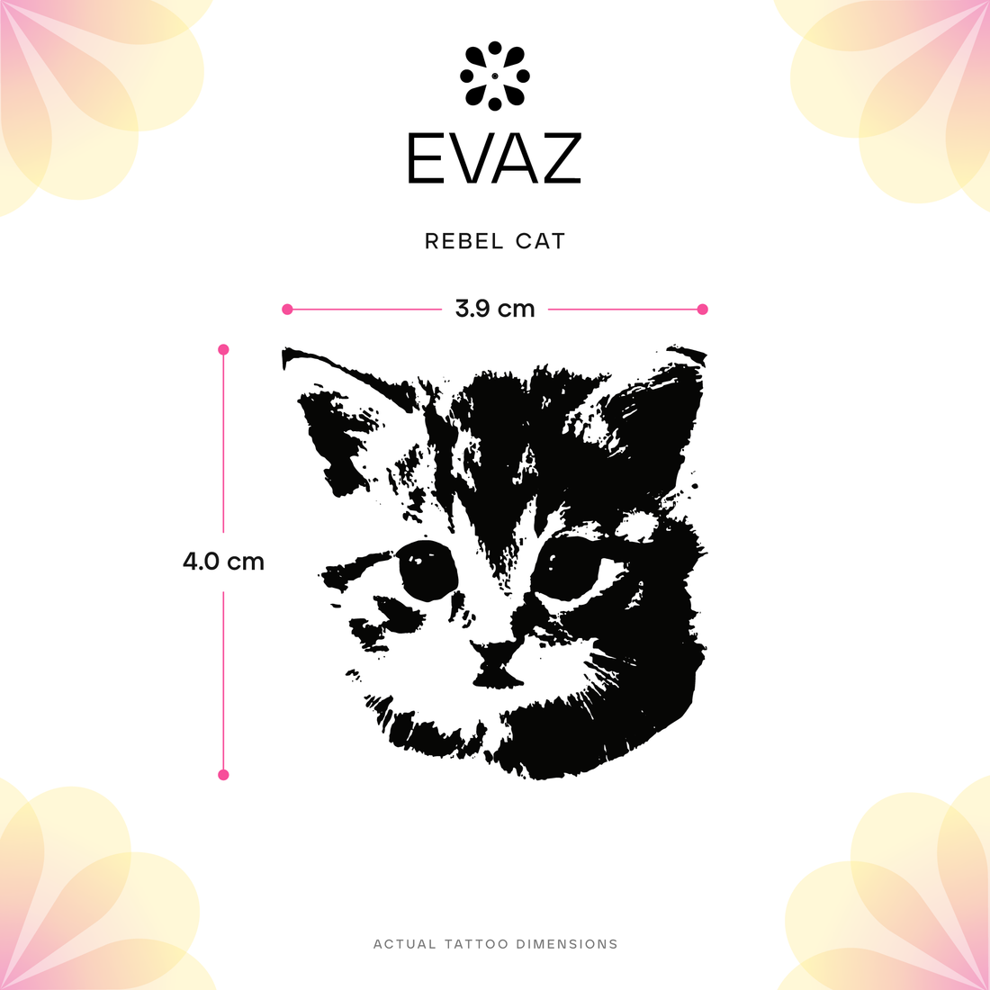 Rebel Cat Tattoo - size-guide