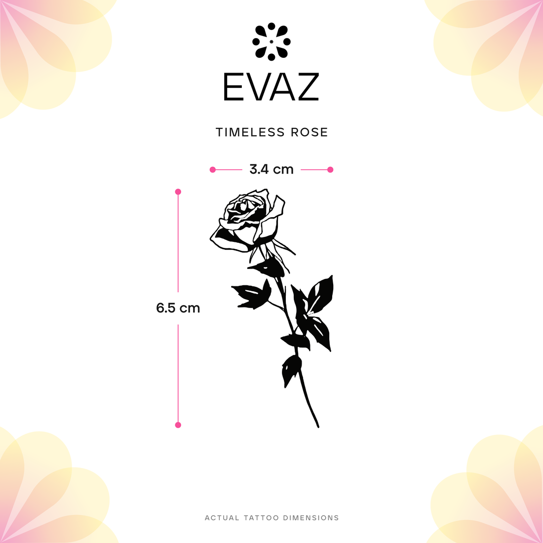 Timeless Rose Tattoo - size-guide