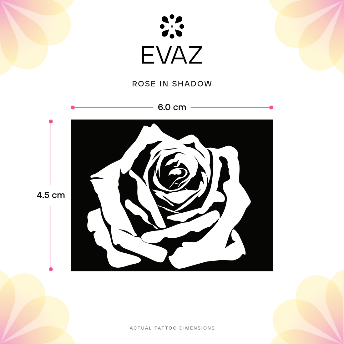 Rose in Shadow Tattoo - size-guide