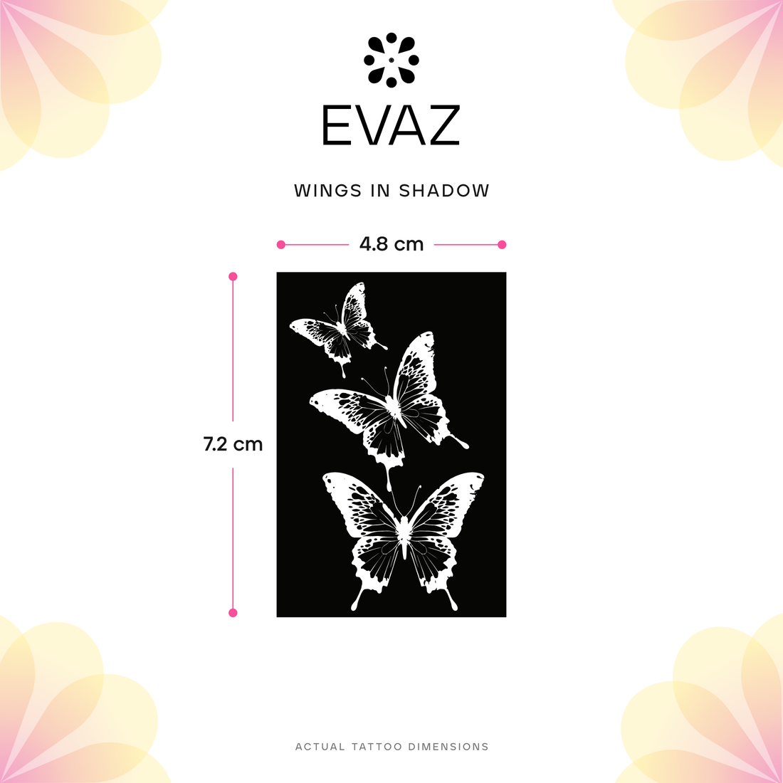 Wings in Shadow Tattoo - size-guide