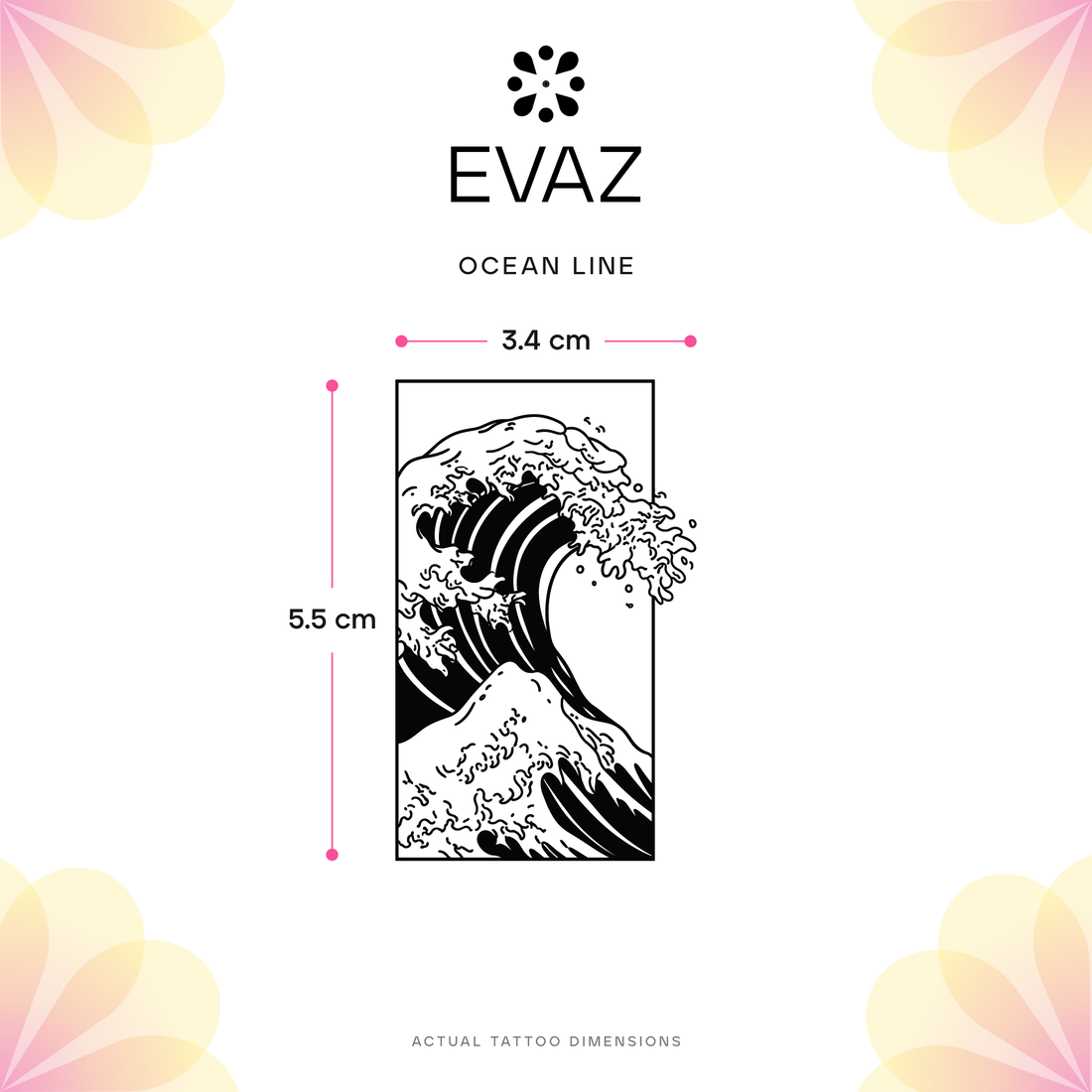 Ocean Line Tattoo - size-guide