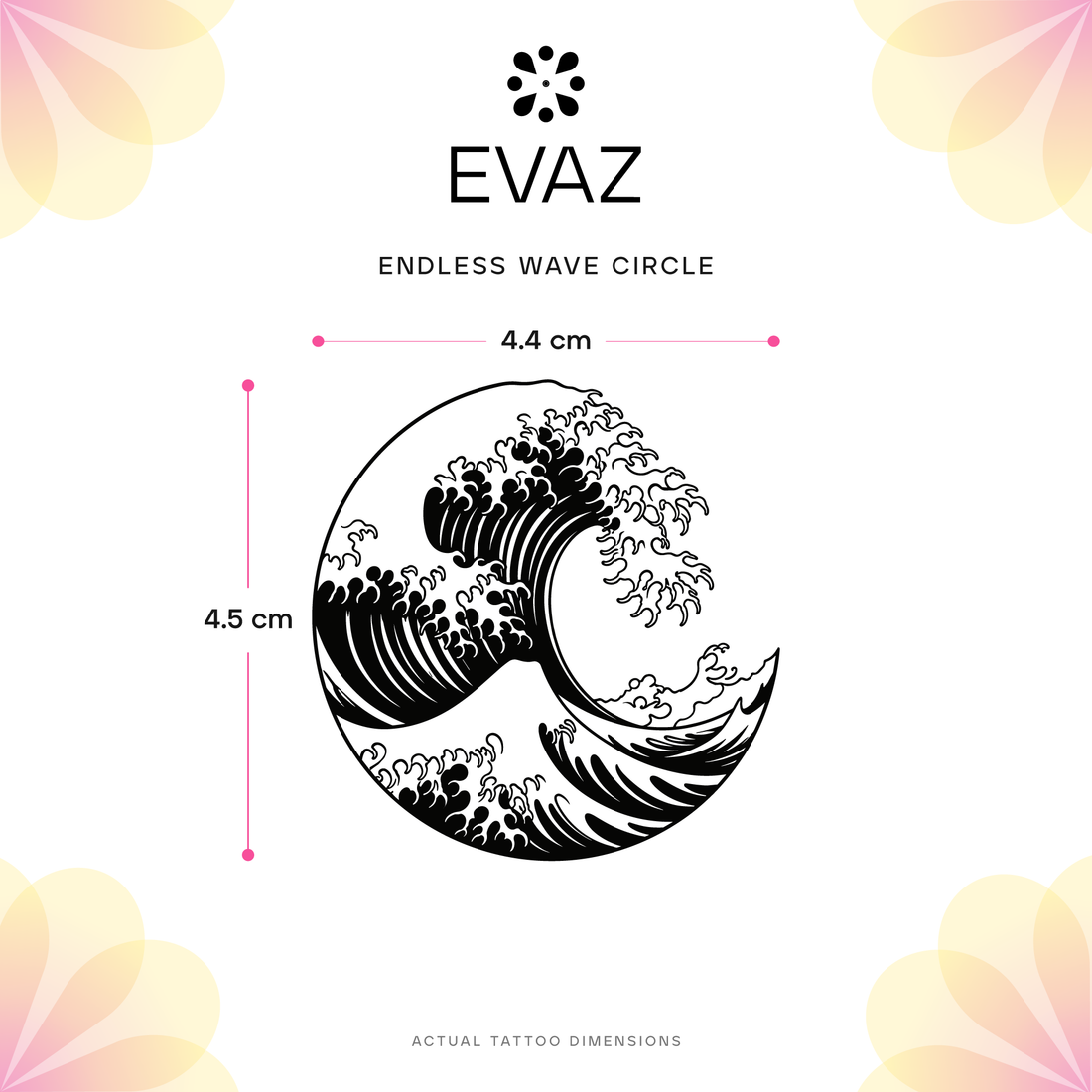 Endless Wave Circle Tattoo - size-guide