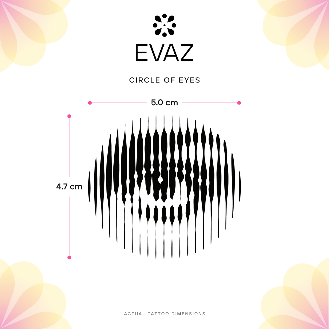 Circle of Eyes Tattoo - size-guide