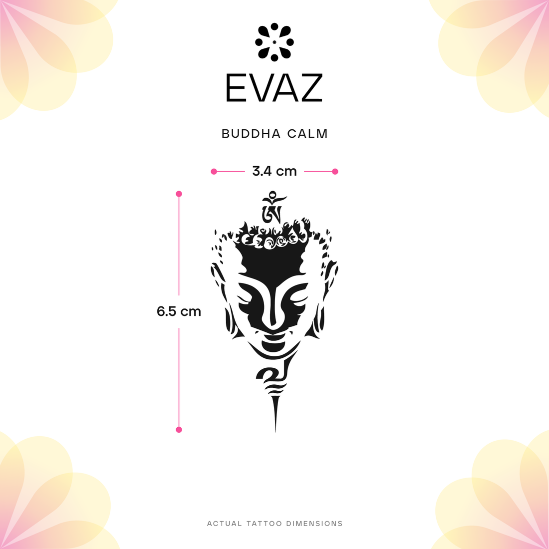 Buddha Calm Tattoo - size-guide
