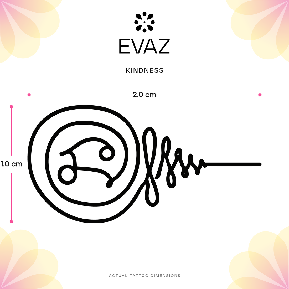 Kindness Tattoo - size-guide
