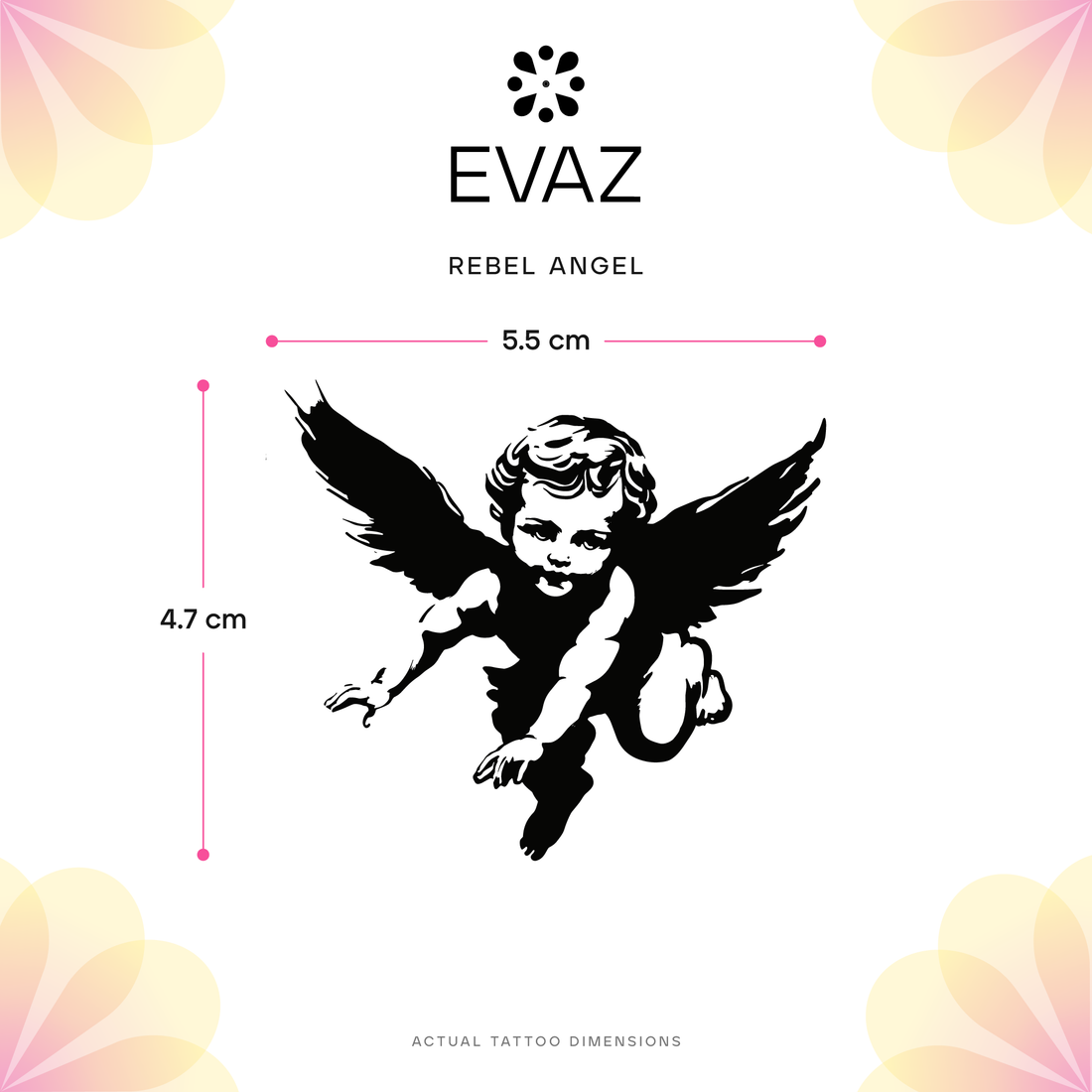Rebel Angel Tattoo - size-guide