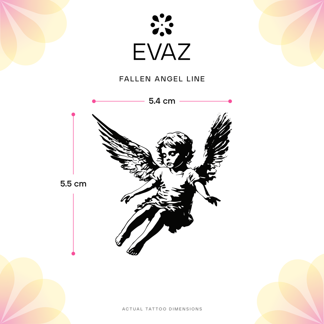 Fallen Angel Line Tattoo - size-guide