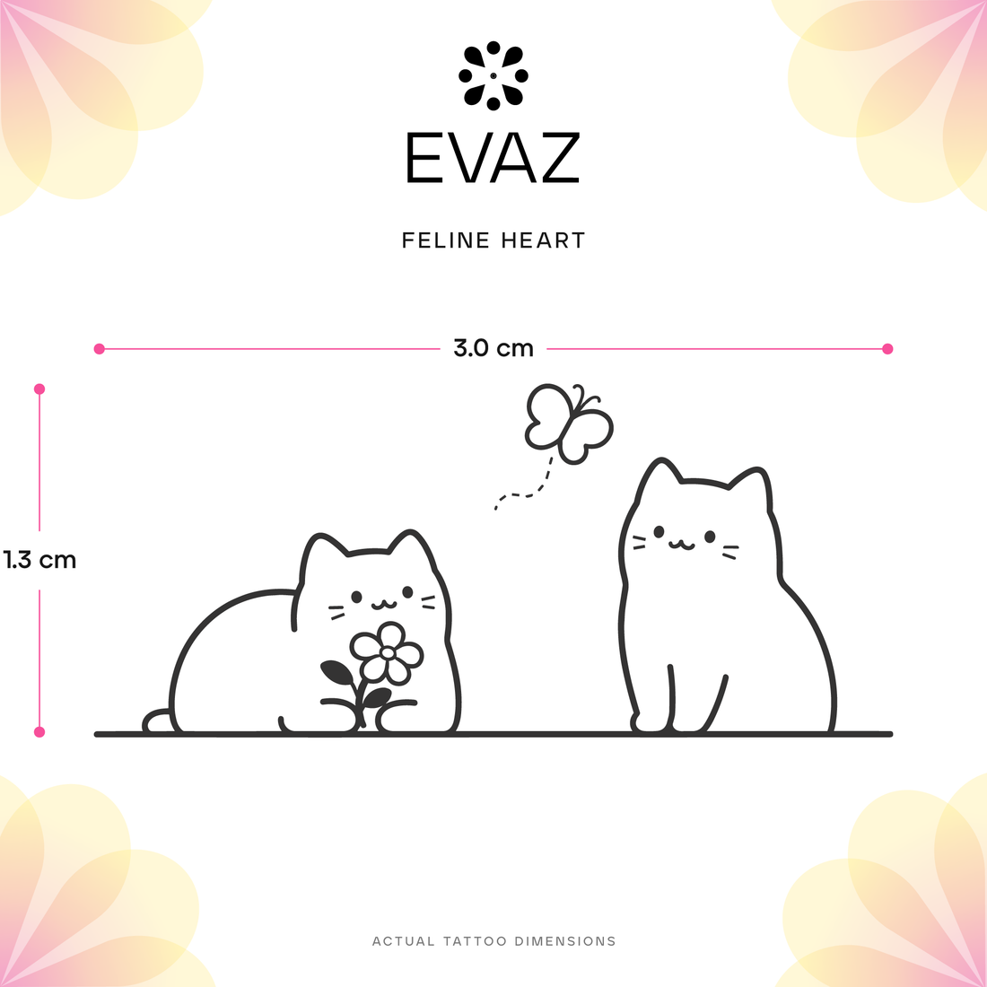 Feline Heart Tattoo - size-guide
