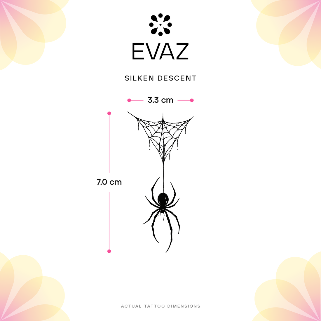 Silken Descent Tattoo - size-guide