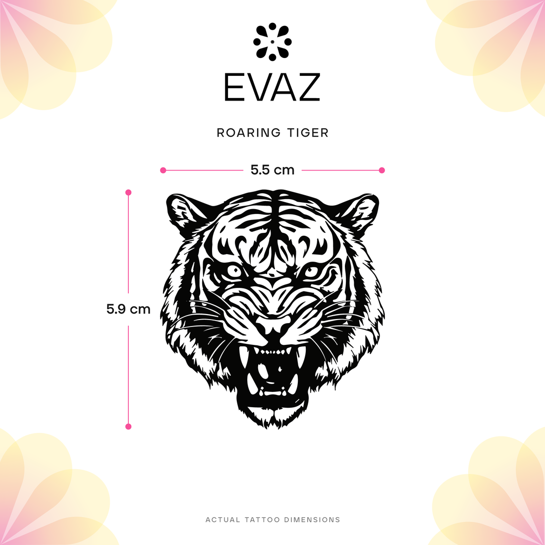 Roaring Tiger Tattoo - size-guide