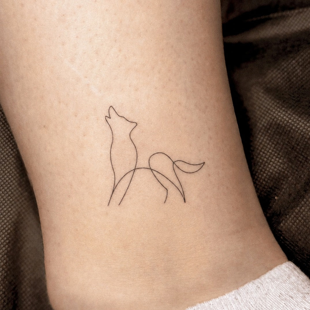 Wild Line Wolf Tattoo